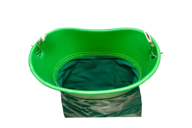 Panier de récolte K4 vu de dessus, ouverture de 15 litres et entrée de la manche de dépose